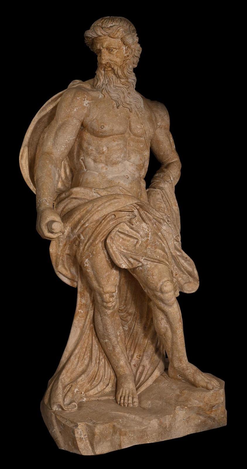 Monumentale scultura raffigurante Nettuno in Marmo - H 220 cm